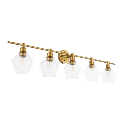 Gene 5 light Brass and Clear glass Wall sconce
