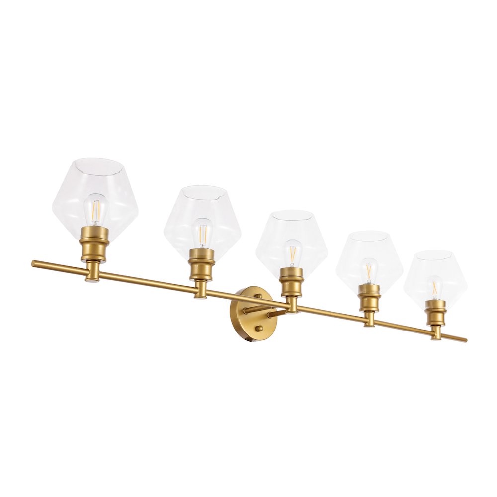 Gene 5 light Brass and Clear glass Wall sconce