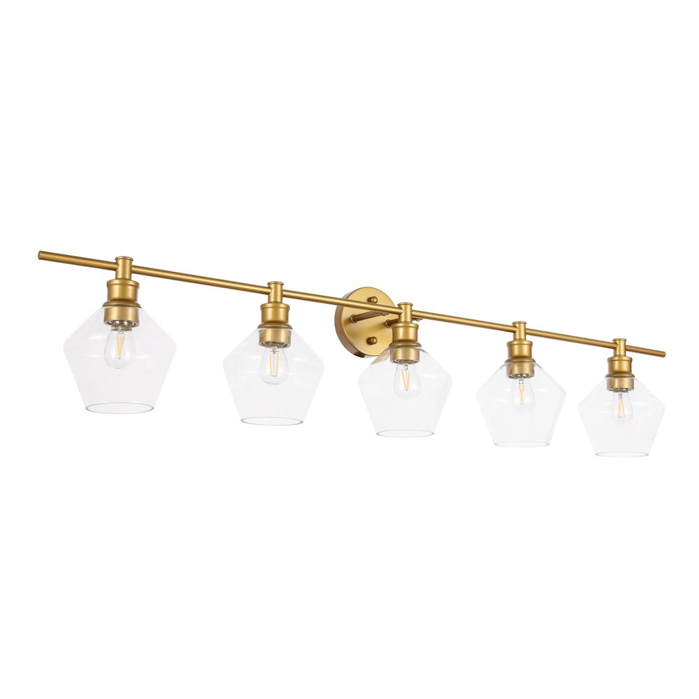 Gene 5 light Brass and Clear glass Wall sconce