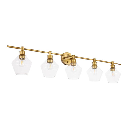 Gene 5 light Brass and Clear glass Wall sconce