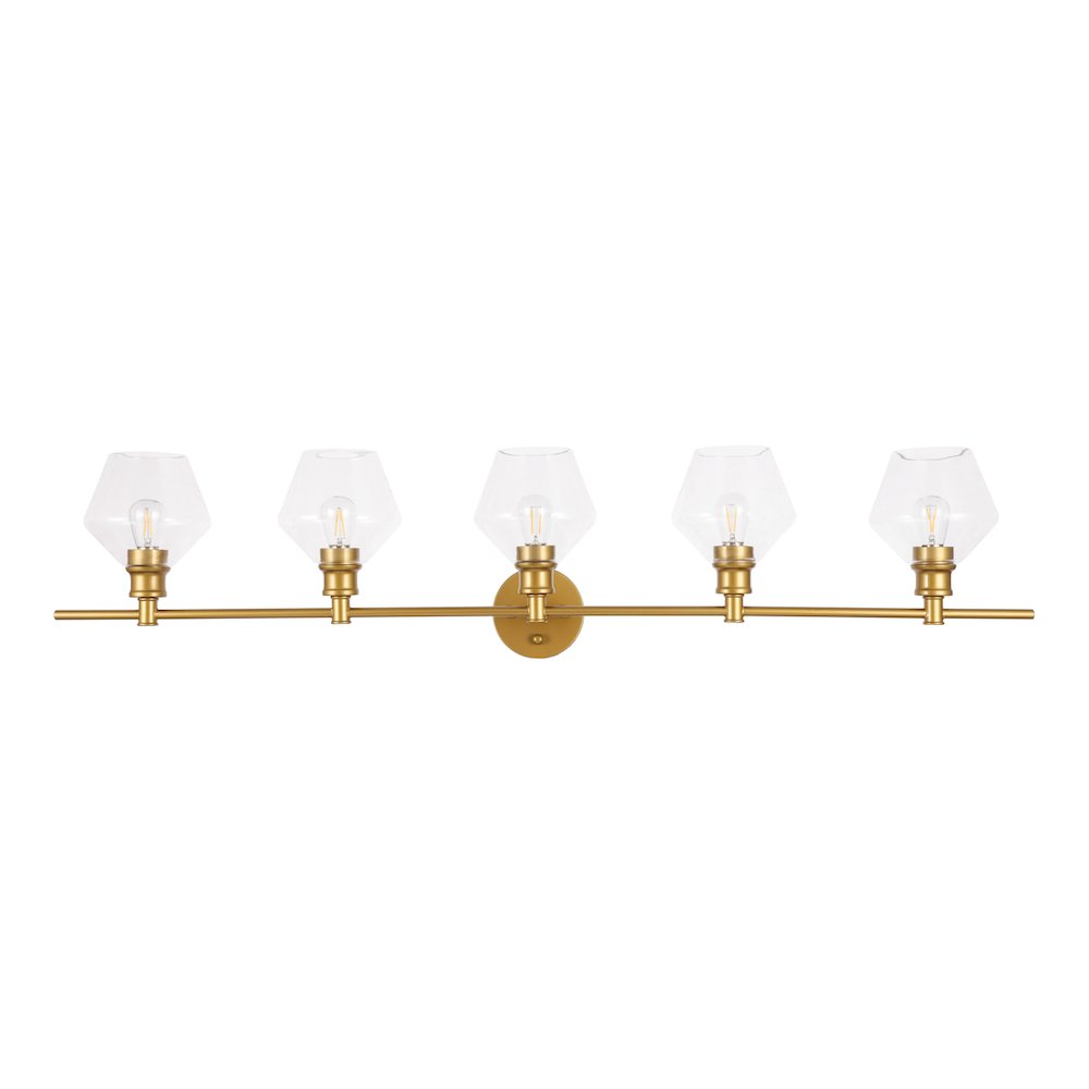 Gene 5 light Brass and Clear glass Wall sconce
