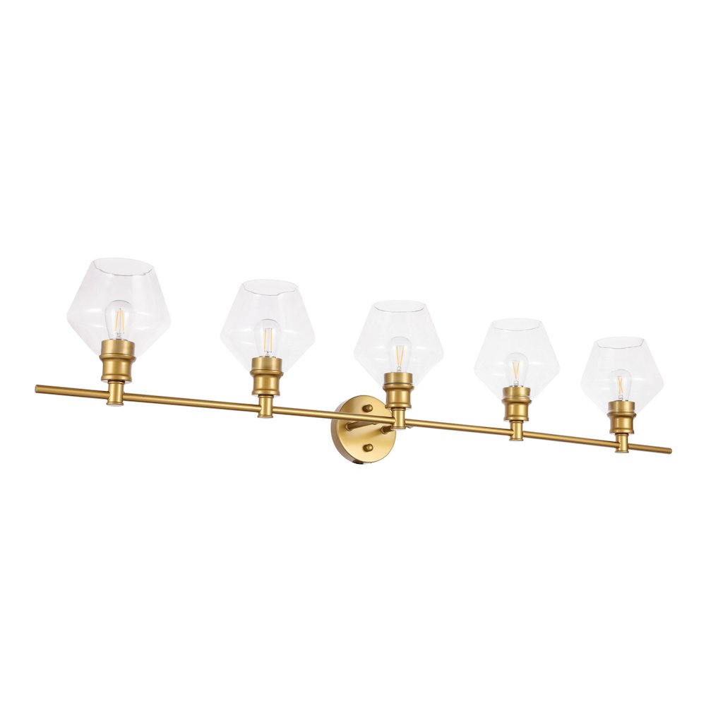 Gene 5 light Brass and Clear glass Wall sconce