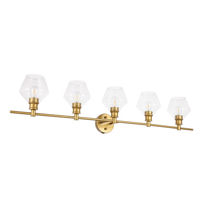 Gene 5 light Brass and Clear glass Wall sconce