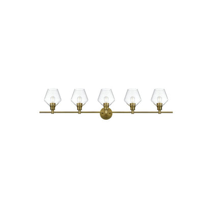 Gene 5 Light Satin Gold and Clear Glass Wall Sconce