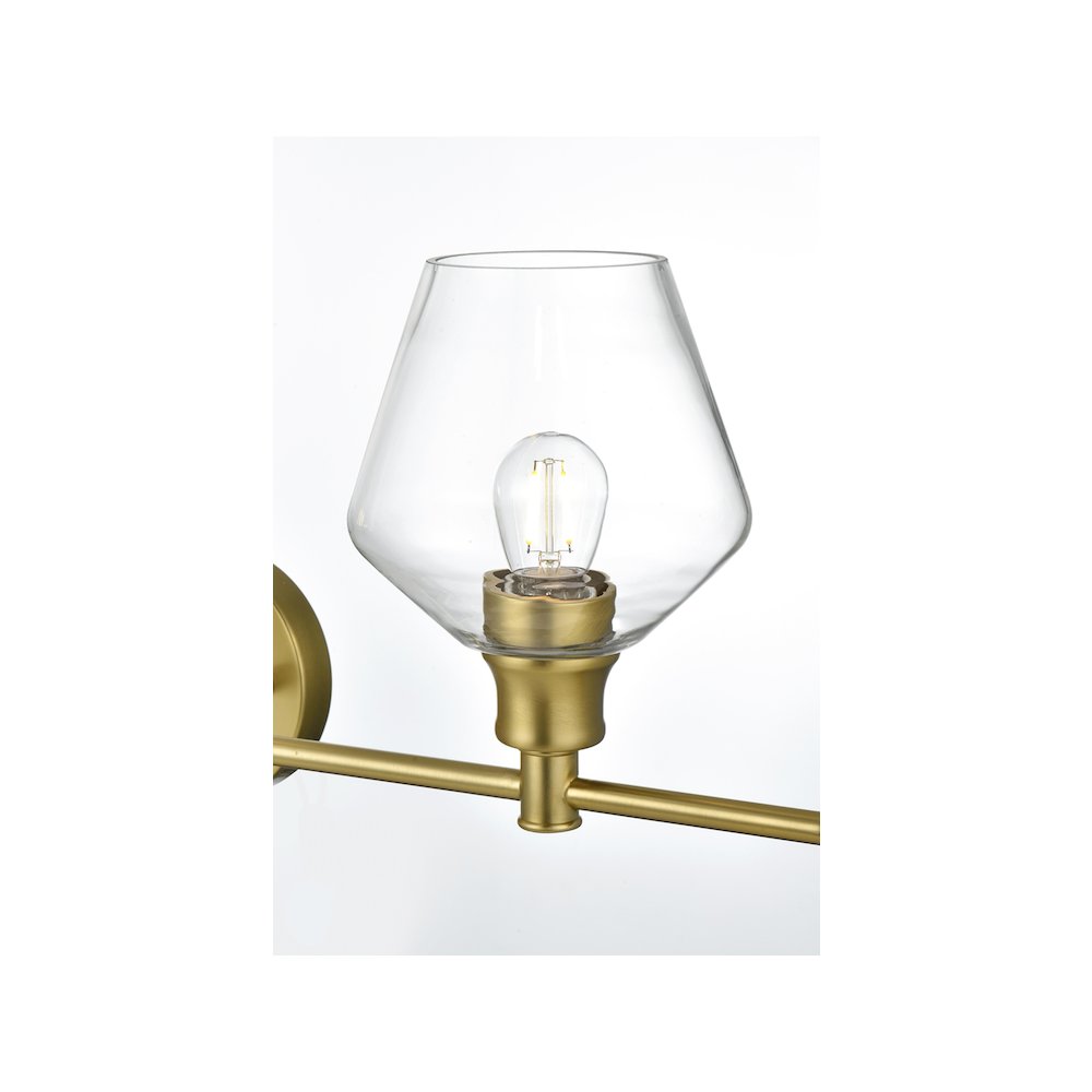 Gene 5 Light Satin Gold and Clear Glass Wall Sconce