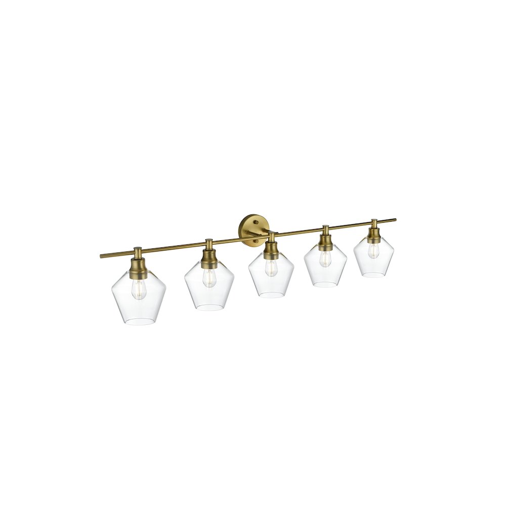Gene 5 Light Satin Gold and Clear Glass Wall Sconce