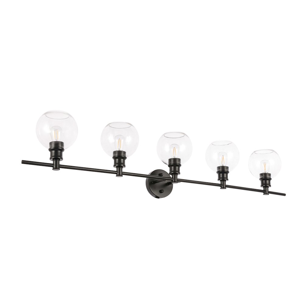 Collier 5 light Black and Clear glass Wall sconce