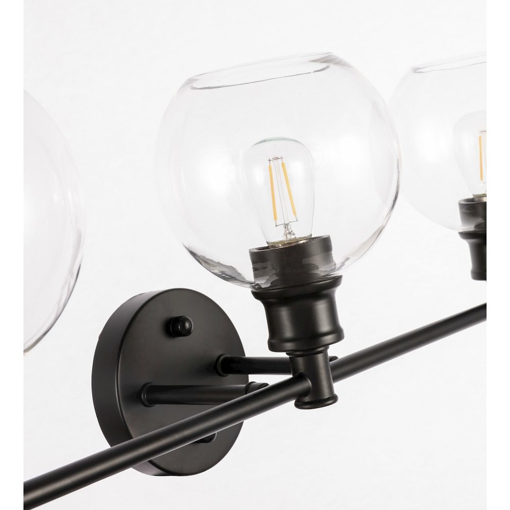 Collier 5 light Black and Clear glass Wall sconce