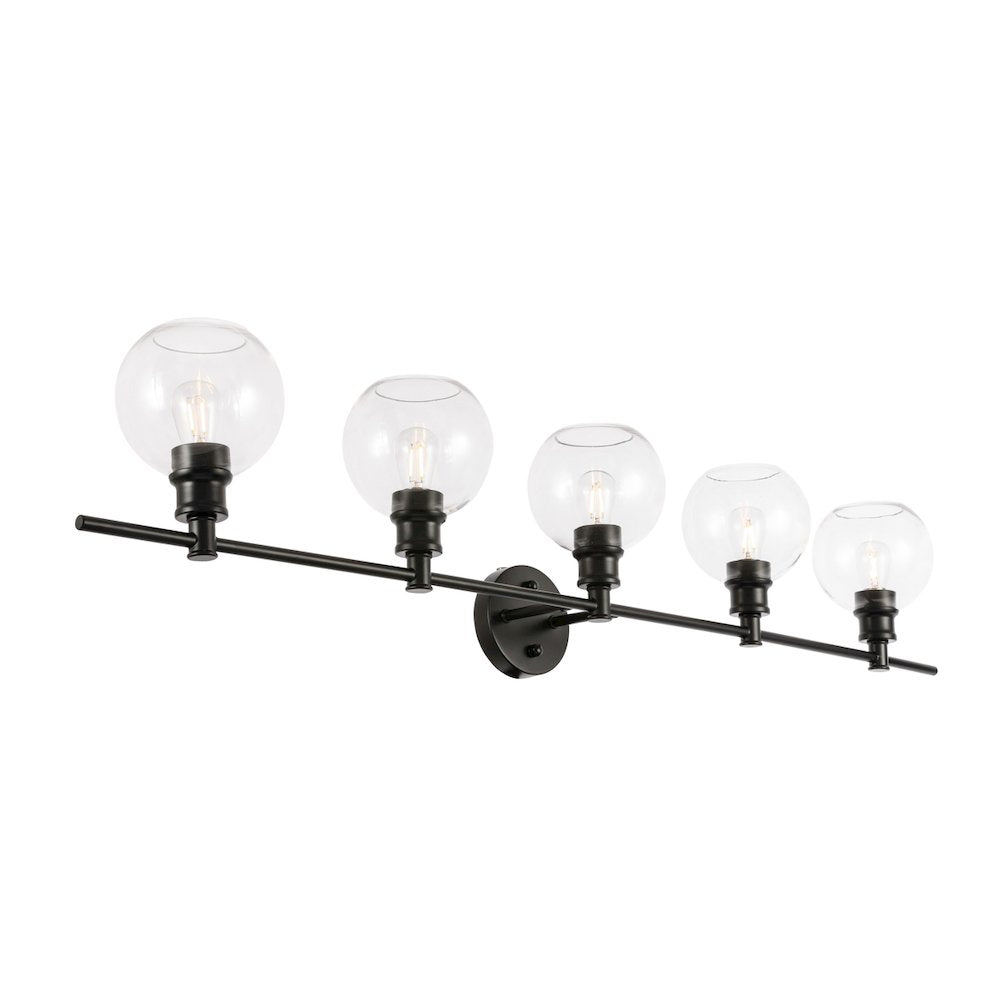 Collier 5 light Black and Clear glass Wall sconce