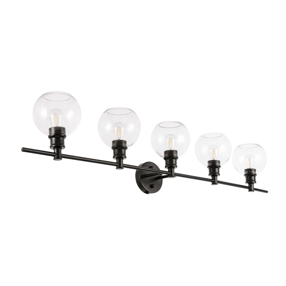 Collier 5 light Black and Clear glass Wall sconce