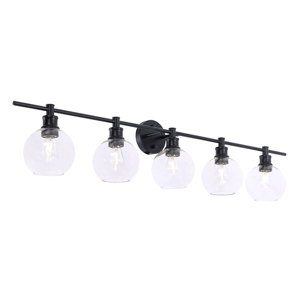 Collier 5 light Black and Clear glass Wall sconce