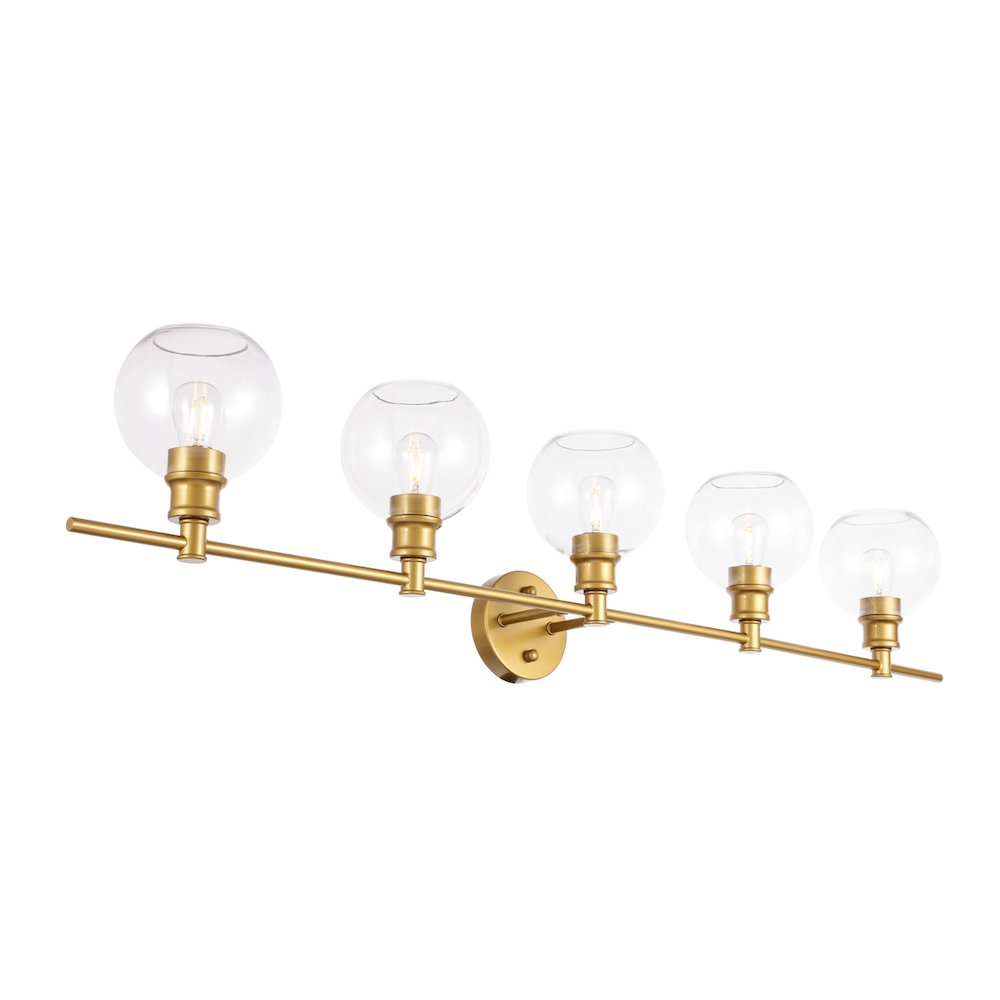 Collier 5 light Brass and Clear glass Wall sconce