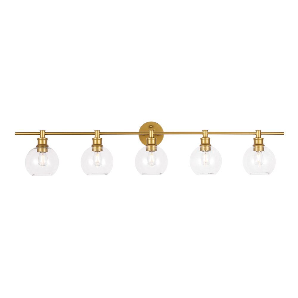 Collier 5 light Brass and Clear glass Wall sconce