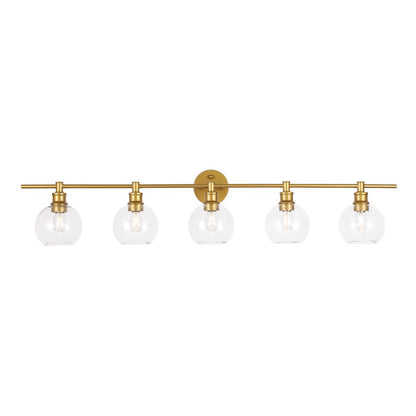 Collier 5 light Brass and Clear glass Wall sconce