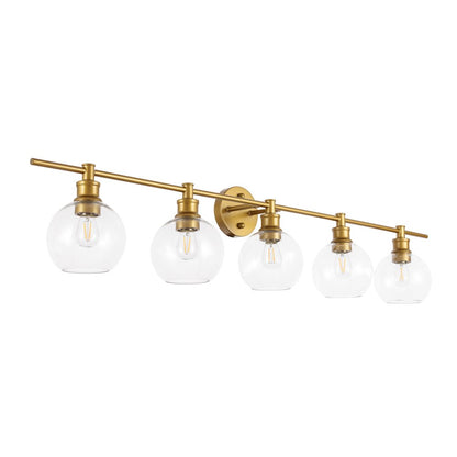 Collier 5 light Brass and Clear glass Wall sconce