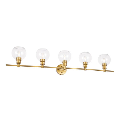 Collier 5 light Brass and Clear glass Wall sconce