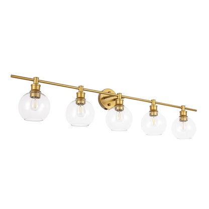 Collier 5 light Brass and Clear glass Wall sconce
