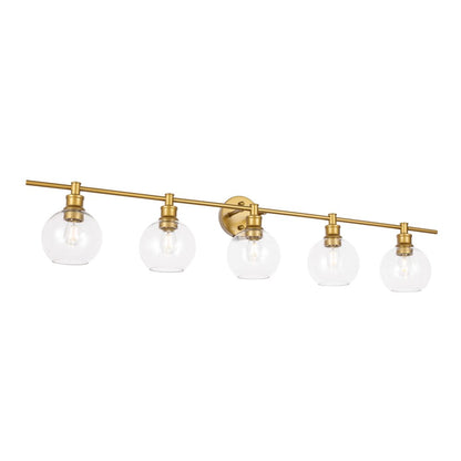 Collier 5 light Brass and Clear glass Wall sconce
