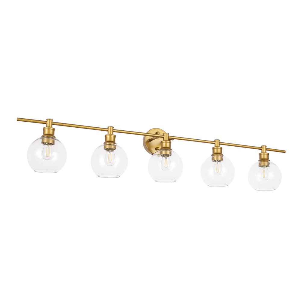 Collier 5 light Brass and Clear glass Wall sconce