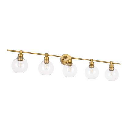 Collier 5 light Brass and Clear glass Wall sconce