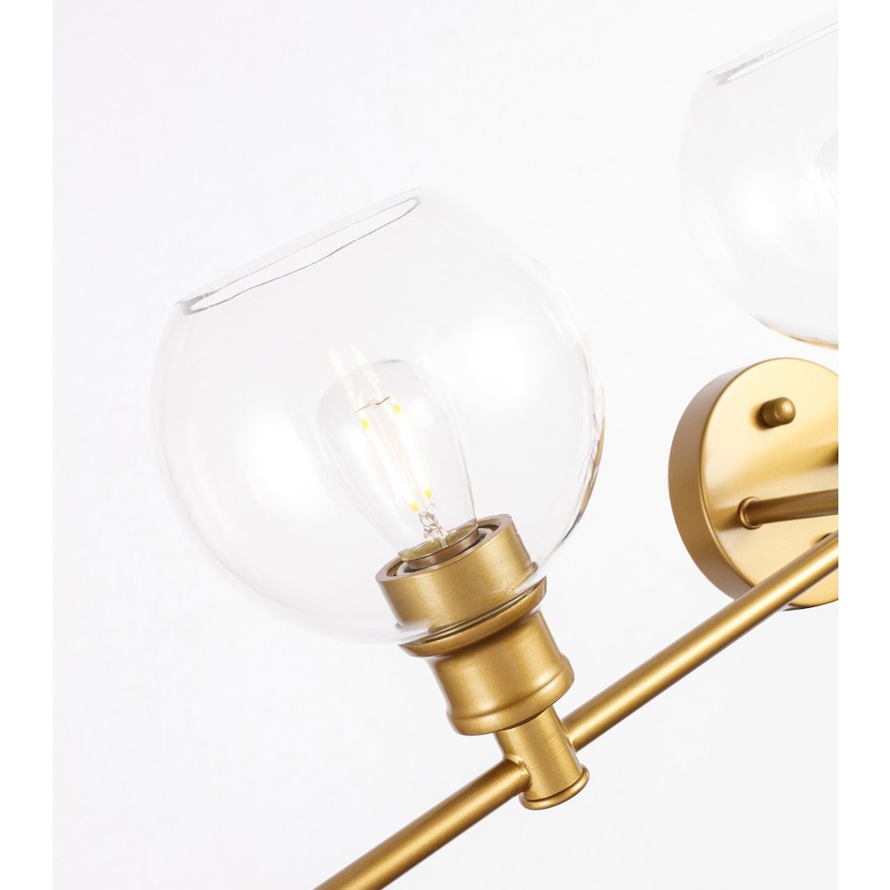 Collier 5 light Brass and Clear glass Wall sconce