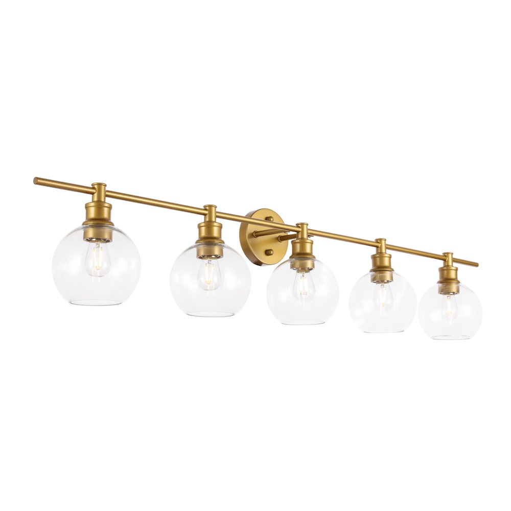 Collier 5 light Brass and Clear glass Wall sconce