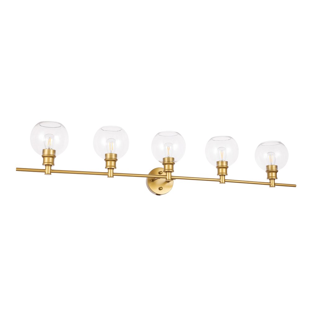 Collier 5 light Brass and Clear glass Wall sconce