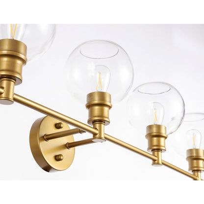 Collier 5 light Brass and Clear glass Wall sconce