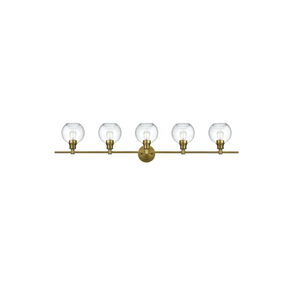 Collier 5 Light Satin Gold and Clear Glass Wall Sconce