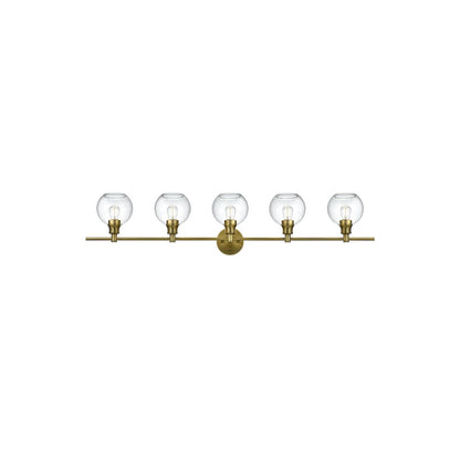Collier 5 Light Satin Gold and Clear Glass Wall Sconce
