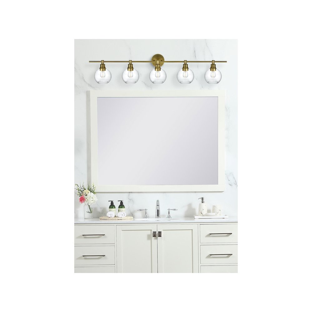 Collier 5 Light Satin Gold and Clear Glass Wall Sconce