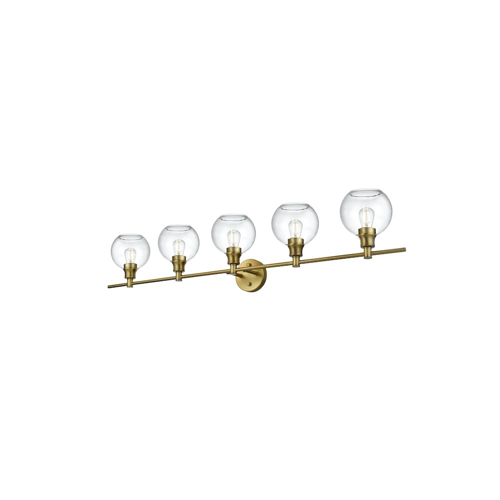 Collier 5 Light Satin Gold and Clear Glass Wall Sconce