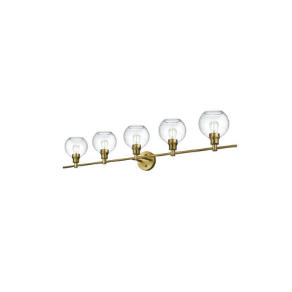 Collier 5 Light Satin Gold and Clear Glass Wall Sconce