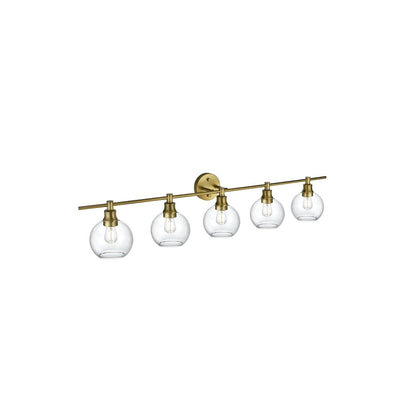 Collier 5 Light Satin Gold and Clear Glass Wall Sconce