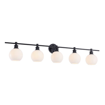 Collier 5 light Black and Frosted white glass Wall sconce