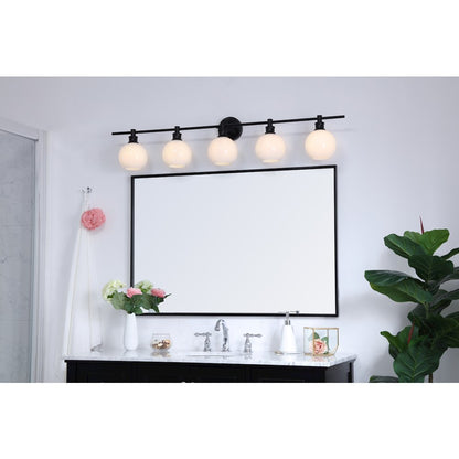 Collier 5 light Black and Frosted white glass Wall sconce