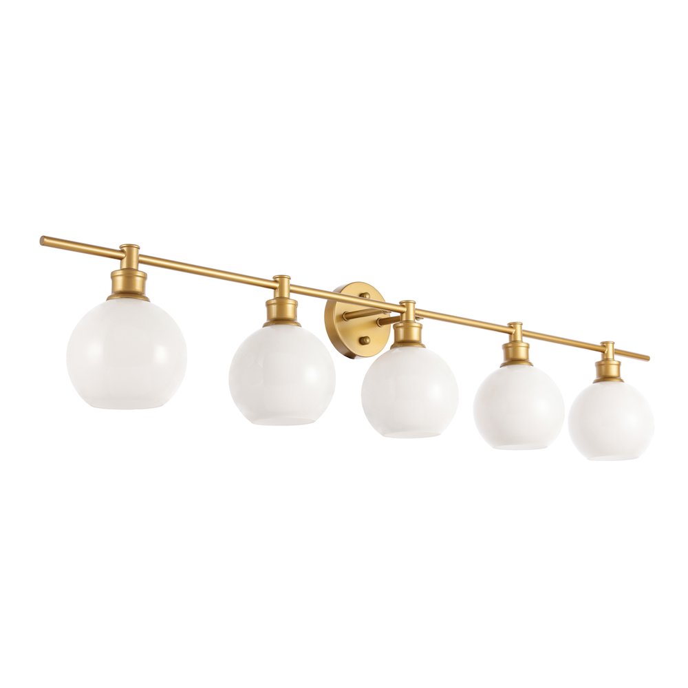 Collier 5 light Brass and Frosted white glass Wall sconce