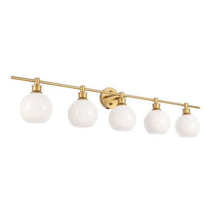 Collier 5 light Brass and Frosted white glass Wall sconce