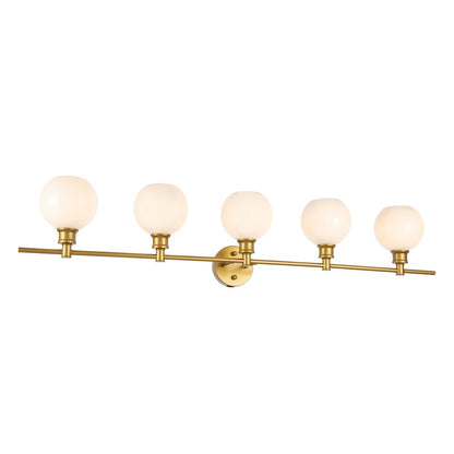 Collier 5 light Brass and Frosted white glass Wall sconce