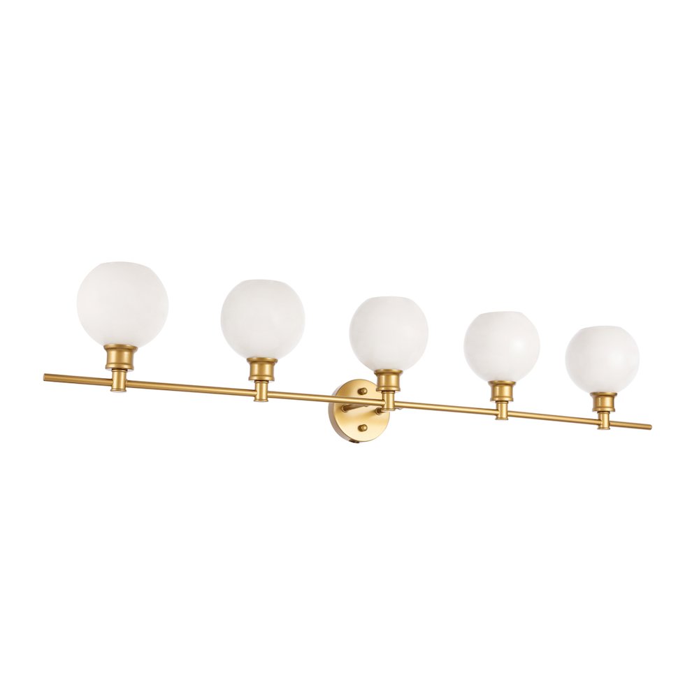 Collier 5 light Brass and Frosted white glass Wall sconce