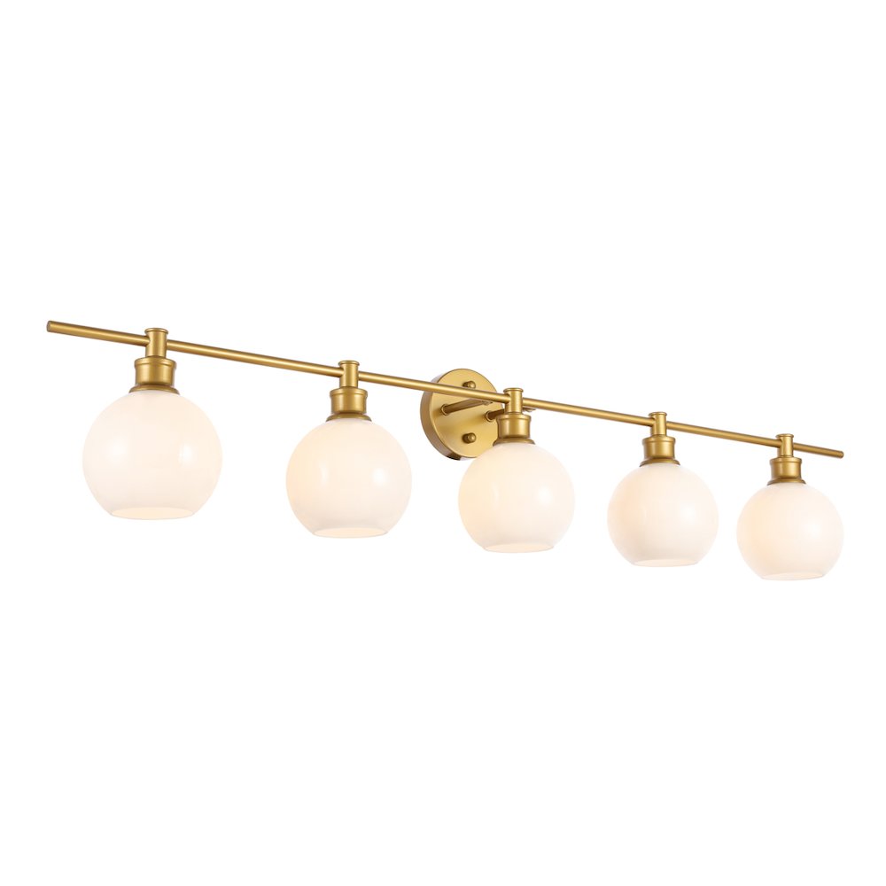 Collier 5 light Brass and Frosted white glass Wall sconce