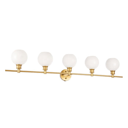 Collier 5 light Brass and Frosted white glass Wall sconce