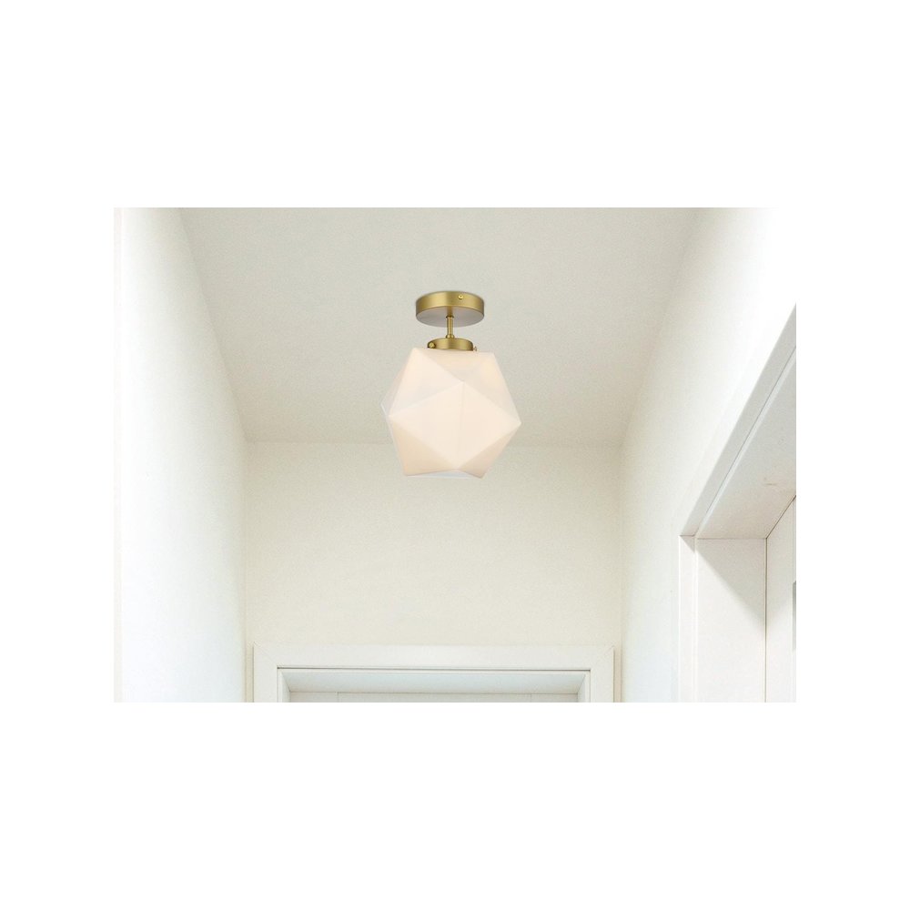 Lawrence 10 Inch Flush Mount Frosted White Shade in Satin Gold