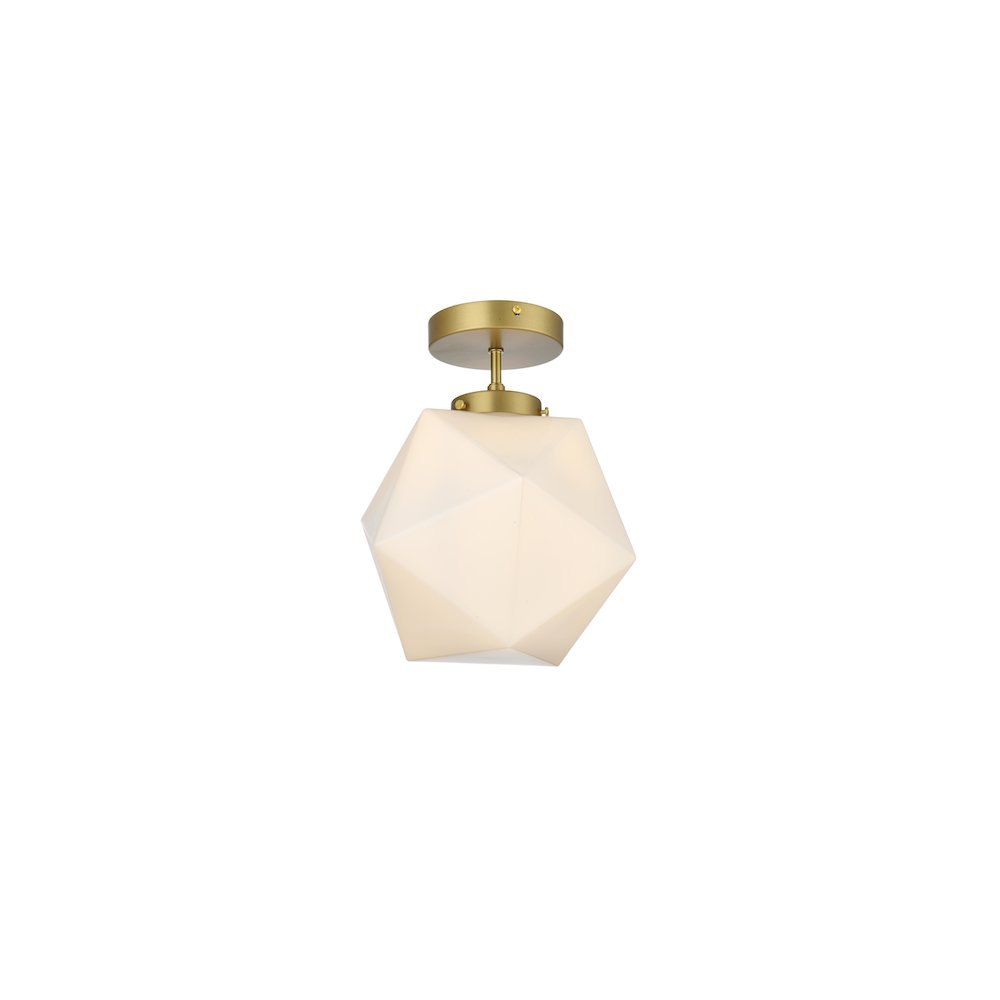 Lawrence 10 Inch Flush Mount Frosted White Shade in Satin Gold