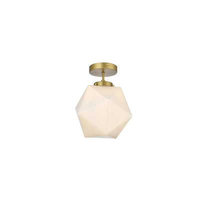 Lawrence 10 Inch Flush Mount Frosted White Shade in Satin Gold