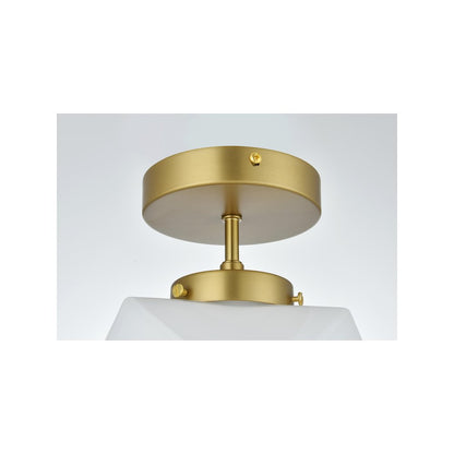 Lawrence 10 Inch Flush Mount Frosted White Shade in Satin Gold
