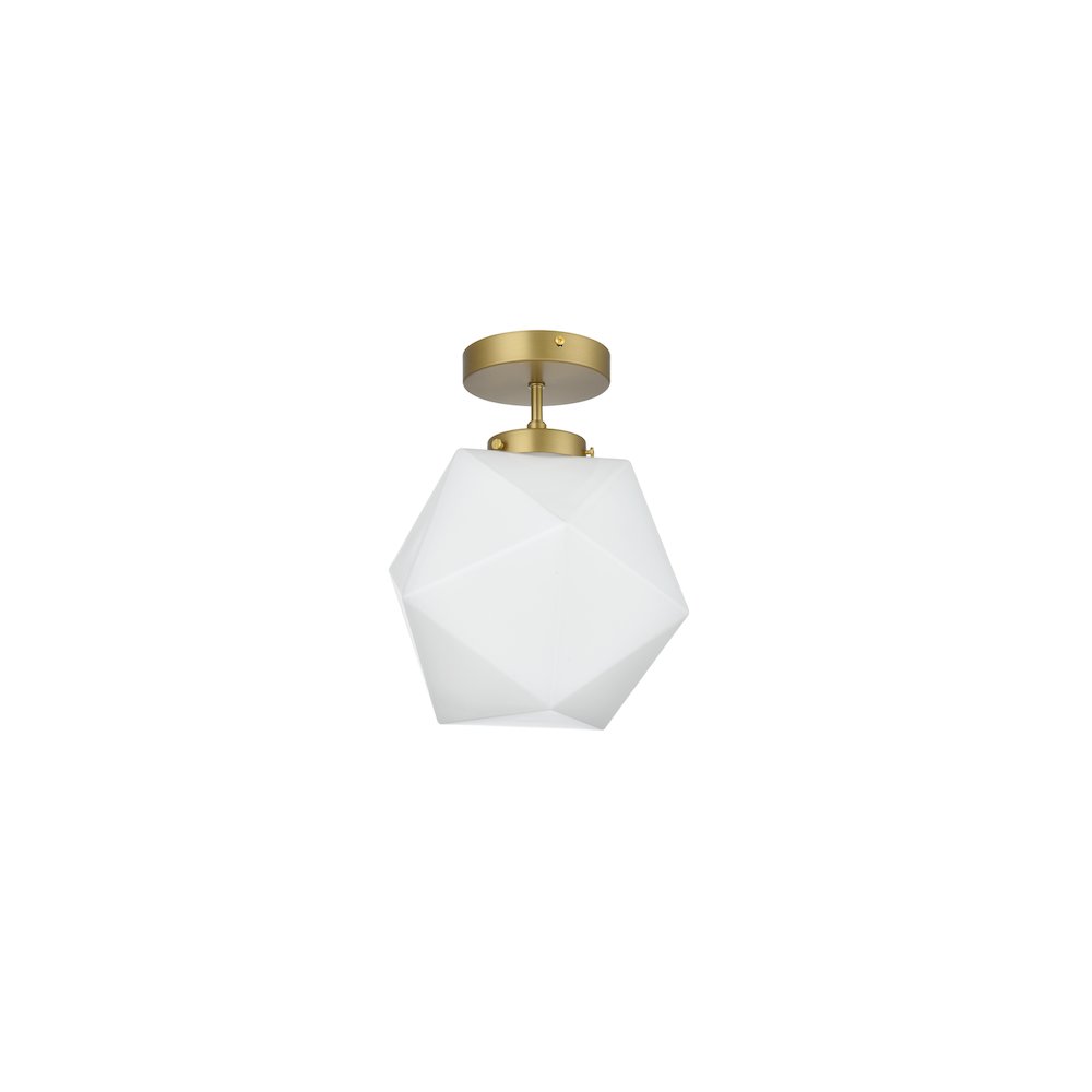 Lawrence 10 Inch Flush Mount Frosted White Shade in Satin Gold