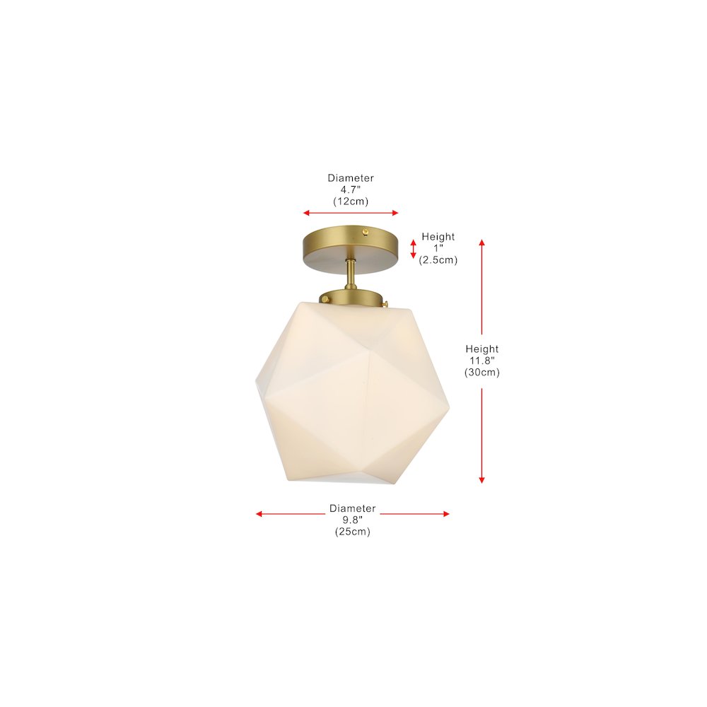 Lawrence 10 Inch Flush Mount Frosted White Shade in Satin Gold