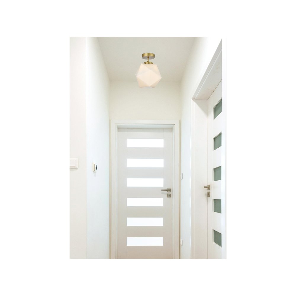 Lawrence 10 Inch Flush Mount Frosted White Shade in Satin Gold