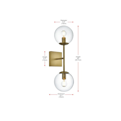 Neri 6 Inch Wall Sconce Clear Shade in Satin Gold